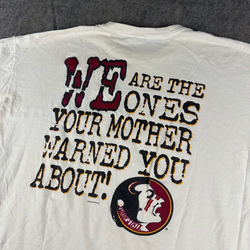 Vintage 90s Florida State Seminoles T Shirt XL White FSU Noles Rare‎ FLAWS*